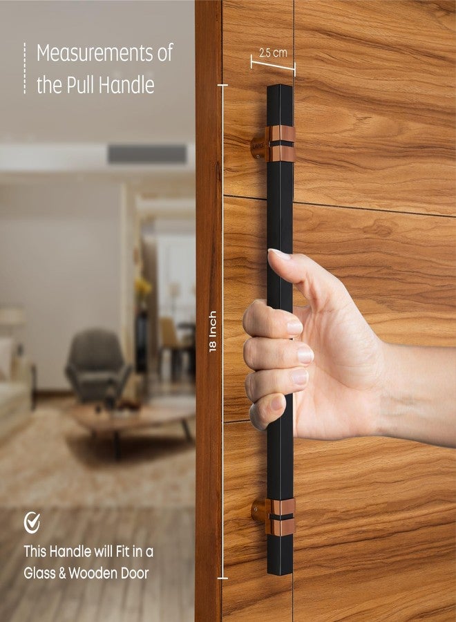 LAPO مقبض باب مربع من الفولاذ المقاوم للصدأ مقاس 18 بوصة من لابو، مناسب للأبواب الرئيسية/الأبواب الزجاجية، مقبض سحب ودفع/مقبض باب رئيسي لجميع أنواع الأبواب - عبوة من قطعة واحدة | لون أسود/ذهبي وردي | ضمان 3 سنوات - Image 5